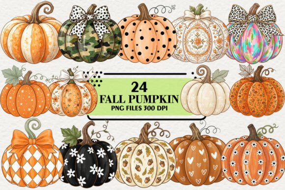 Download Retro Fall Pumpkin Clipart Bundle - Fall pumpkin clipart Collection