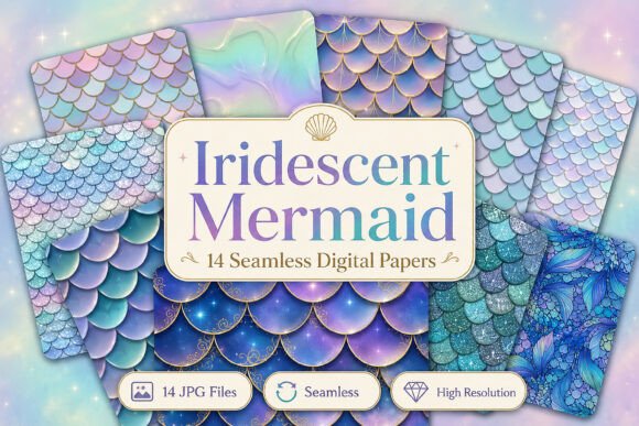 Download Iridescent Mermaid Digital Paper - Digital paper Collection