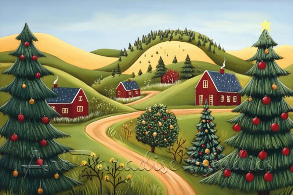 Download Rolling Hills and Homes at Dusk Art - Premium Resources