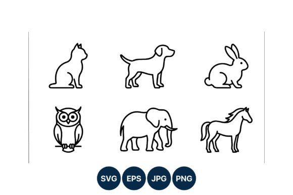 Download Simple Animal Line Art Vector Icons - Simple Collection