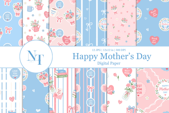 Download Coquette Mother's Day Digital Paper - Digital paper Collection