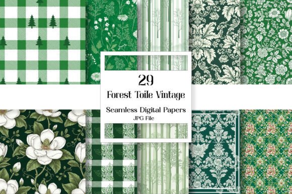 Download Forest Toile Digital Paper Pack, Vintage - Digital paper Collection