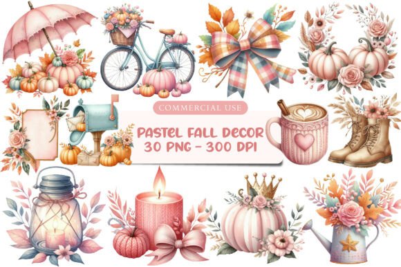 Download Pastel Fall Decor Clipart Bundle - Premium Resources