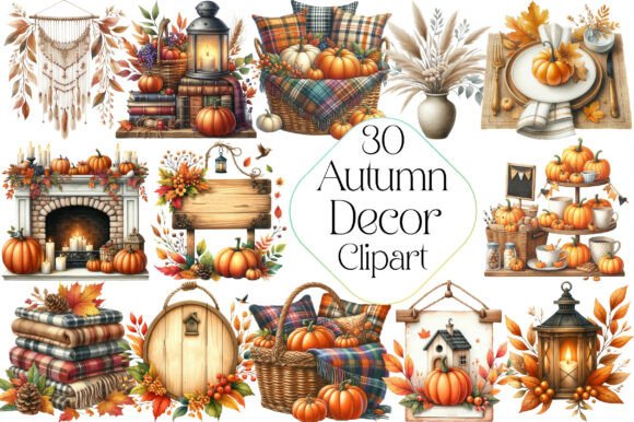 Download Watercolor Autumn Decor Clipart - Premium Resources