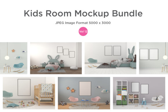 Download Kids Room Mockup Bundle Vol – 12 - Kids room mockup Collection